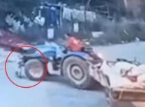 2 yaşındaki çocuğun babasının kullandığı traktörün altında kaldığı görüntüler kahretti
