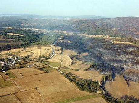 Çanakkale'de yanan alanlar görüntülendi! İki köy boşaltıldı