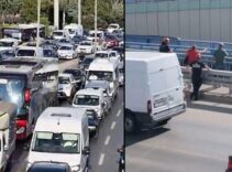 Küçükçekmece’de üst geçitte intihar girişimi! Kilometrelerce araç kuyruğu oluştu