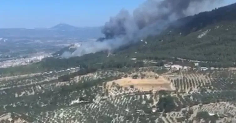 Soma Turgutalp’te çıkan orman yangınına havadan ve karadan müdahale sürüyor