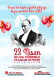 Beyaz Kırmızı Basit 23 Nisan Çocuk Bayramı Afiş (2)