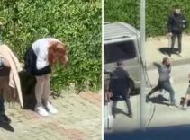 İstanbul'da şok görüntü! Tartıştığı kadını sokakta yumrukladı