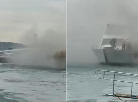 İstanbul Bebek sahili açıklarında teknede korkutan yangın