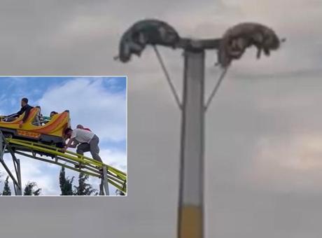 YEREL HABERLER: Lunaparkta korkunç kaza! Metrelerce yüksekte dakikalar baş aşağı mahsur kaldılar