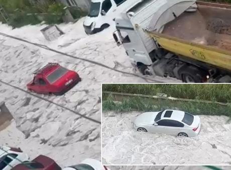 Dört kenti dolu vurdu! Sokaklar bembeyaz oldu, yollar kapandı