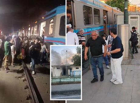 İstanbul'da tramvay hattında korkutan trafo yangını! Yolcular raylara indi