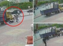 Kamyonetin çarptığı bisikletteki 3 çocuk aracın altında kaldı! Dehşet anları kamerada