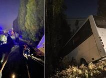 Ters şeride giren otomobil servisi şarampole uçurdu: 8 yaralı