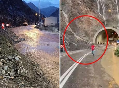 Yürekler ağza geldi! Artvin-Erzurum karayolunda heyelan