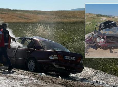 Yozgat'ta devrilen otomobil alev aldı! 1 kişi öldü, 3 kişi yaralandı