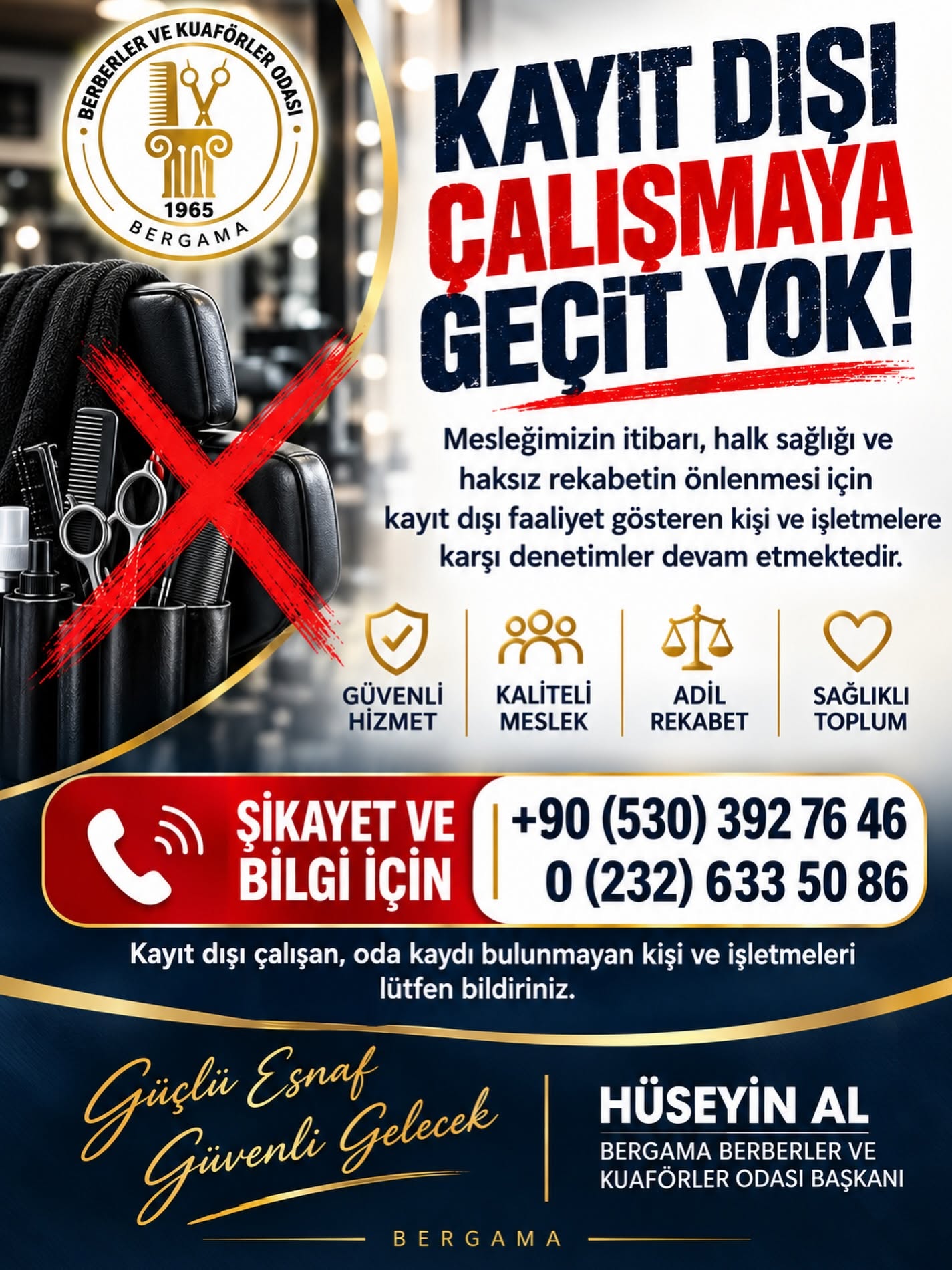Bergama Berberler ve Kuaförler Odası’ndan Kayıt Dışı Faaliyetlere Sıkı Denetim: “Geçit Yok!”